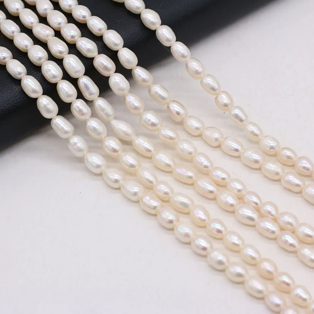 

Wholesale3PCS Natural Freshwater Pearl White Rice Beads 5-6mm Crafts For Jewelry MakingDIY Necklace Bracelet Accessory Gift 36CM