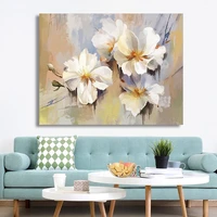 100 hand painted abstract white flower art painting on canvas wall art wall adornment picture painting for live room home decor