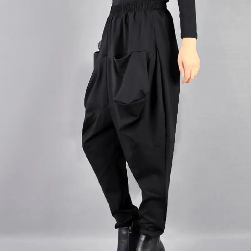 

HOT / Spring Women New Fashion Personalized Custom made Large size High waist harem pants with loose feet pockets/27-36
