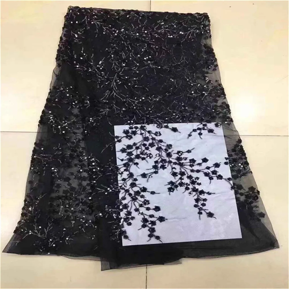 2020 Latest French Nigerian sequins 3d Lace Fabric High Quality Embroidered Tulle African Laces Wedding | Дом и сад