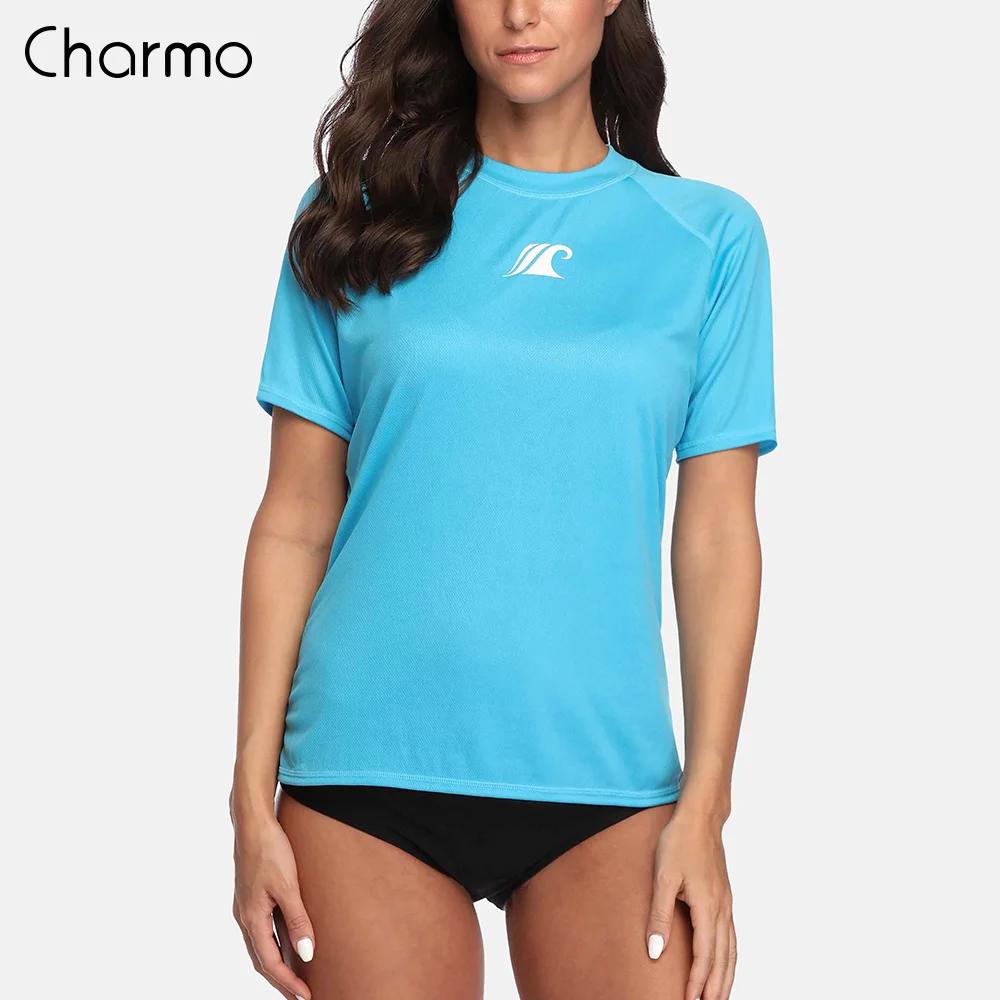 Женская быстросохнущая одежда Charmo топ для серфинга с коротким рукавом рубашка