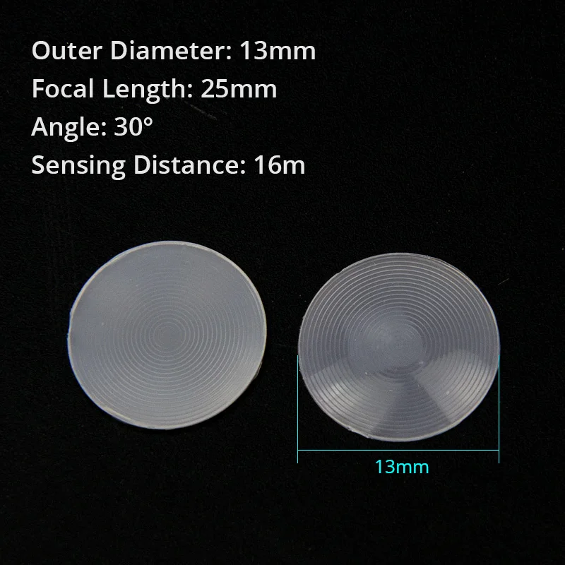 Focal Length 25mm Optical Human Body Infrared Sensing Fresnel Lens PIR Housing Pyrolysis Probe Dedicated Lenses 13mm Dia