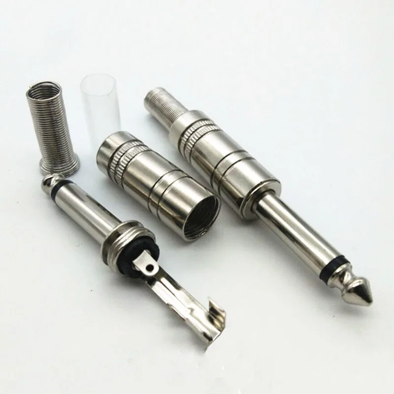 

2 pcs 6.5mm Pole Stereo Metal Plug Connector6.35 Plug & Jack Adapter With Soldering Wire Terminals 6.5mm Stereo Plug Audio