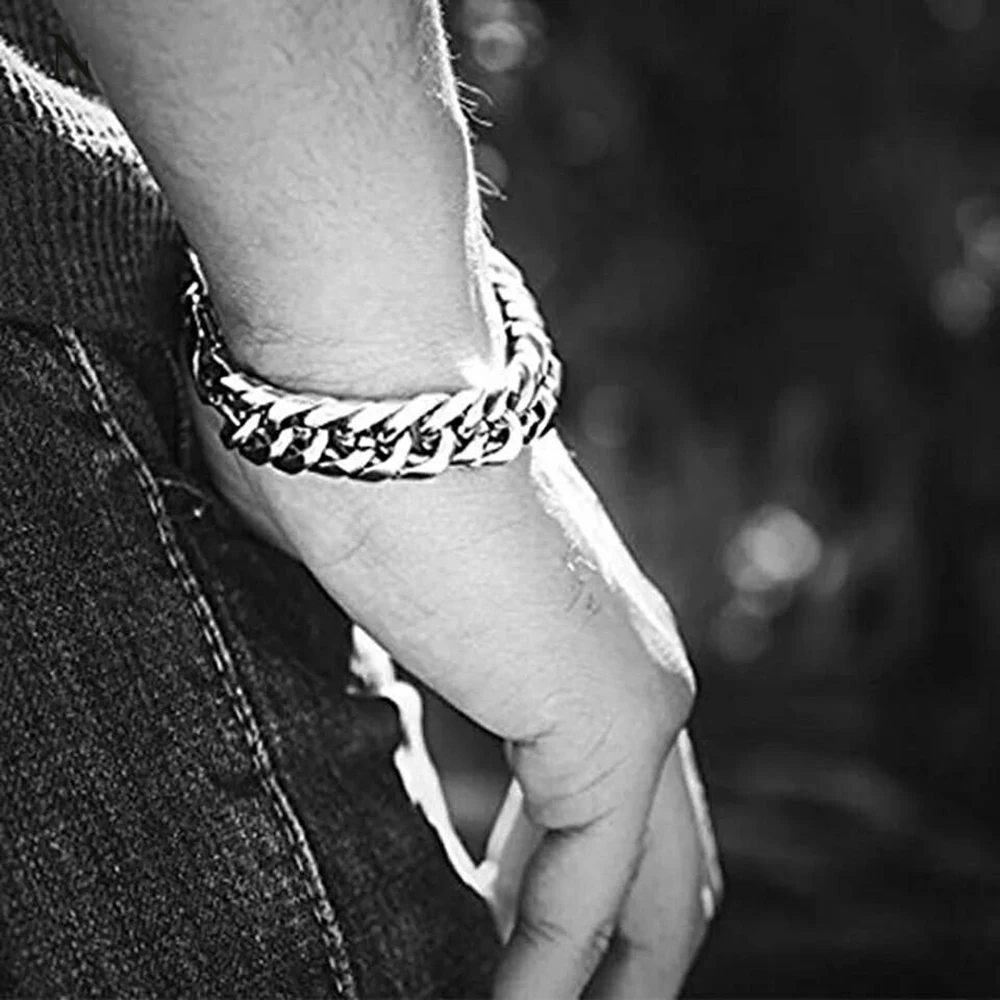 100% нержавеющая сталь позолоченный посеребренный мужской толстый браслет