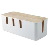 rectangle wooden power cable storage box power strip wire case anti dust charger socket organizer network line storage bin box