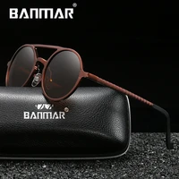 banmar black goggle male round sunglasses luxury brand men glasses retro vintage women sun glasses uv400 retro style