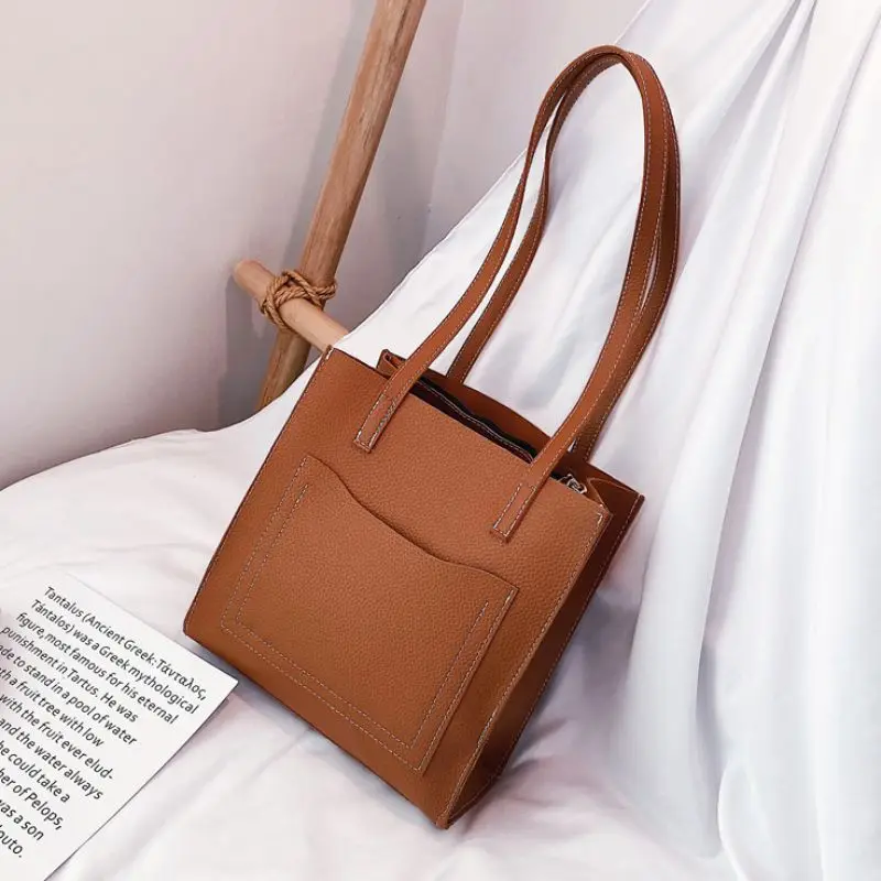 PU Shoulder Bags OL Style Tote Bag Casual Large Capacity Handbag Fashion Retro Wild Solid Color Shopping For Women | Багаж и сумки