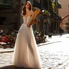 Платье женское свадебное ТРАПЕЦИЕВИДНОЕ с кружевной аппликацией и открытой спиной