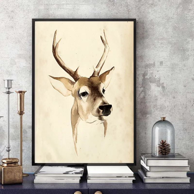 Олень животное Ручная роспись картина в скандинавском стиле декоративное