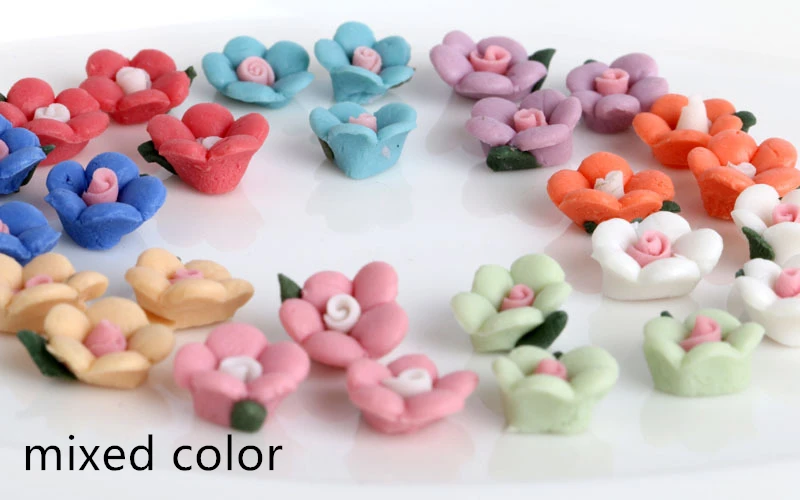 Mixed color-10pcs 10 шт./партия, смешанные цвета, полимерные цветы, украшения для ногтей, блестящий 3D дизайн ногтей, розы, ювелирные изделия, акриловые аксессуары для ногтей - Цвет: Mixed color-10pcs