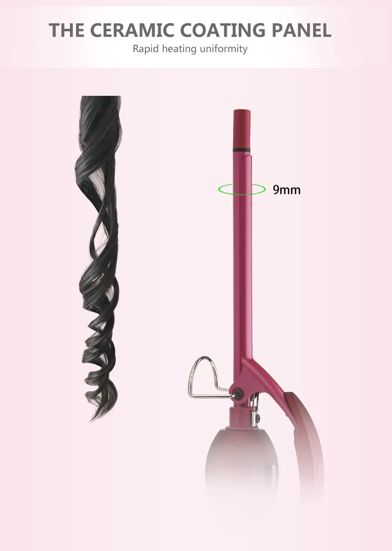 9 мм ЖКД Плойка для завивки волос профессиональные щипцы палочка ролик rulos krultang
