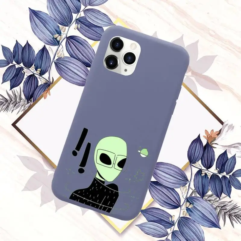 

Cartoon alien space Phone Case Candy Color for iPhone 11 12 mini pro XS MAX 8 7 6 6S Plus X SE 2020 XR