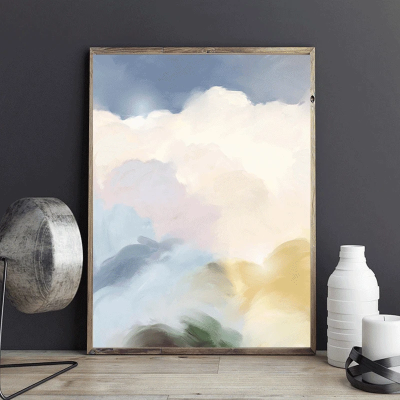 Minimalist Posters and Prints Modern Abstract Wall Art Decor Cloudscape Canvas Painting Mosaic Pictures for Living Room | Дом и сад