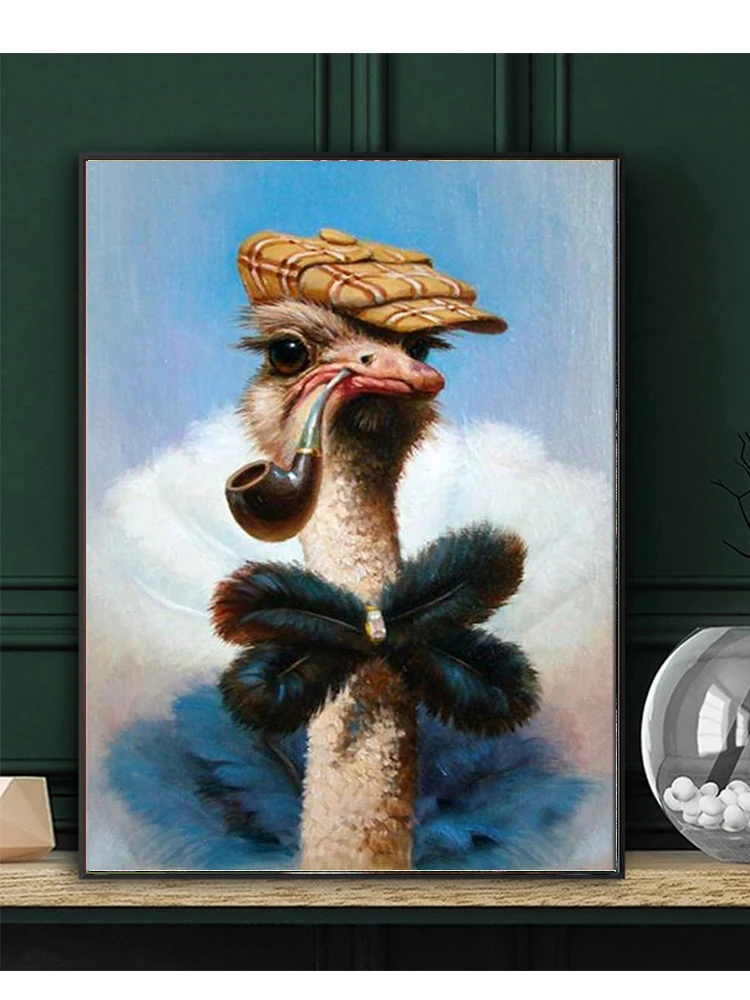 

2021 5D Diy Diamond Painting Animal Ostrich Embroidery Cross Stitch Mosaic Full Square Round Drill Rhinestones Home Decor Needle
