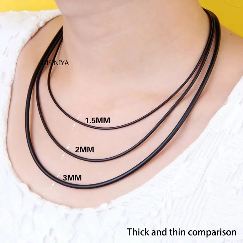 Черный кожаный шнурок из резины колье чокер стерлингового серебра 925 пробы с