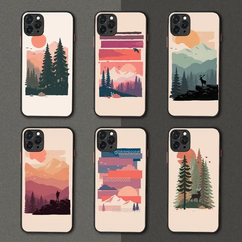 

Mountain Tree Sunset Phone Case matte transparent For iphone 7 8 11 12 plus mini x xs xr pro max cover