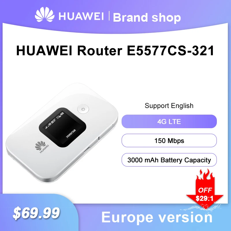 Original Europe Version HUAWEI E5577-321 4G wifi router LTE Cat4 150Mbps 3000mAh Battery Mobile Hotspot Wireless E5576-855 Modem