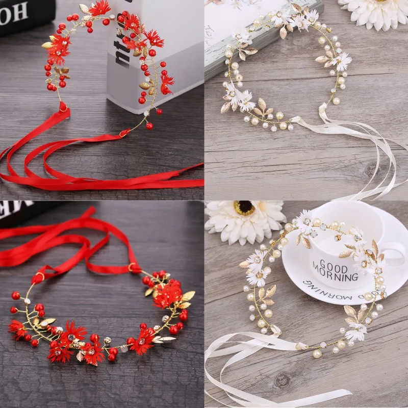 2021 Baby Girl Crown Princess Floral Flower Beading Patchwork Headdress Boho Wedding Birthday Headpiece Headband Hair Wreath images - 6