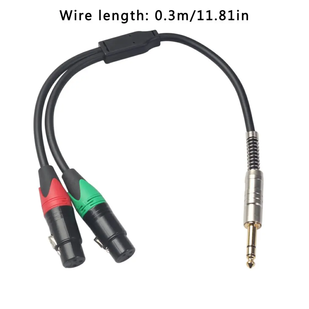 

6.35mm Stereo Audio Cable With Metal Housing Double Shielding 30cm For Headphone Amplifier Power Amplifier
