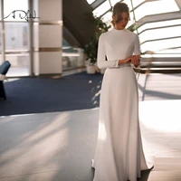 adln high collar arabic long sleeves wedding dresses robe de mariee saudi arabia muslim beaded a line bridal gown