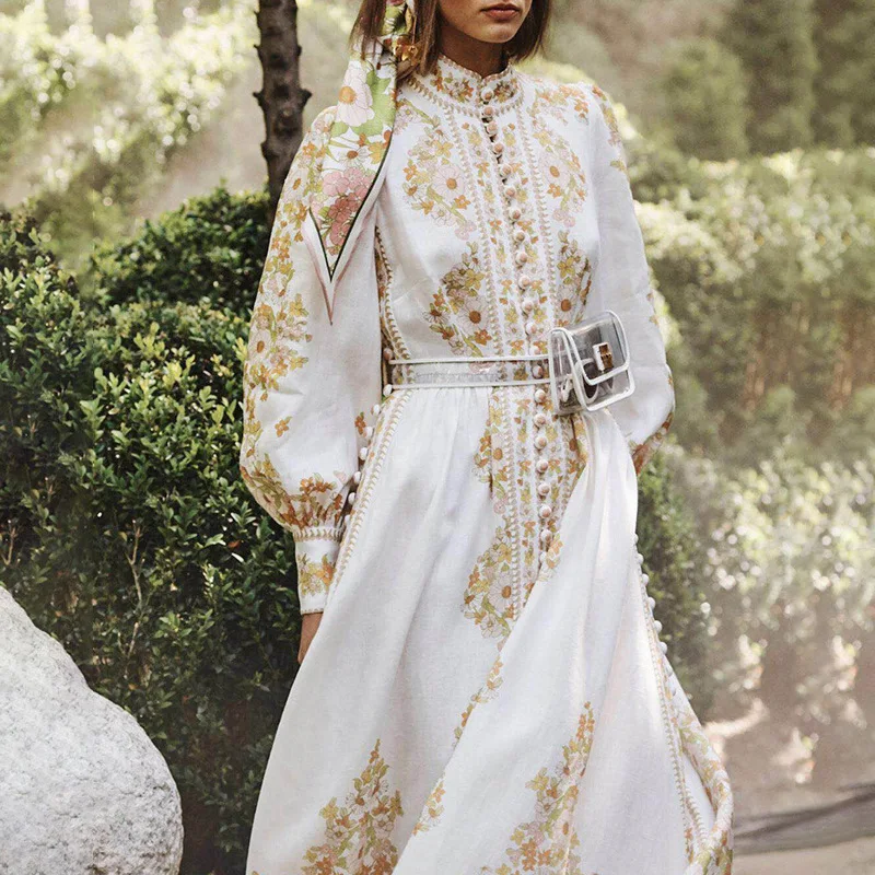 Высокое качество женские макси длинное платье Boho Роскошные пуговицы льняные