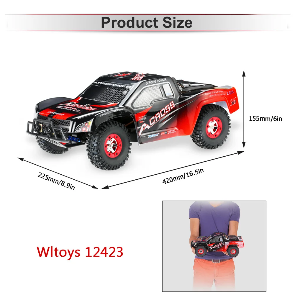 Wltoys 12423 RC автомобиль 1/12 4WD электрическая матовая короткая курсовая машина RTR