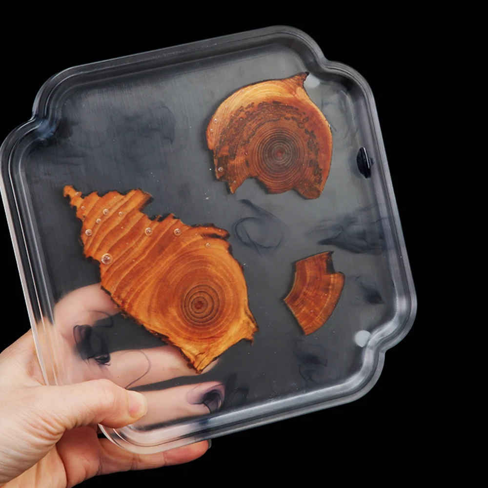 Простой дизайн сухая чайная тарелка из сосновой смолы для офиса дома чайной