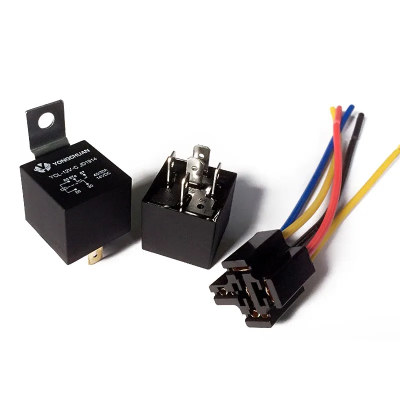 

Hot 5pcs 12V/24V 40A Car Relay with Wires Harness Socket Set X66