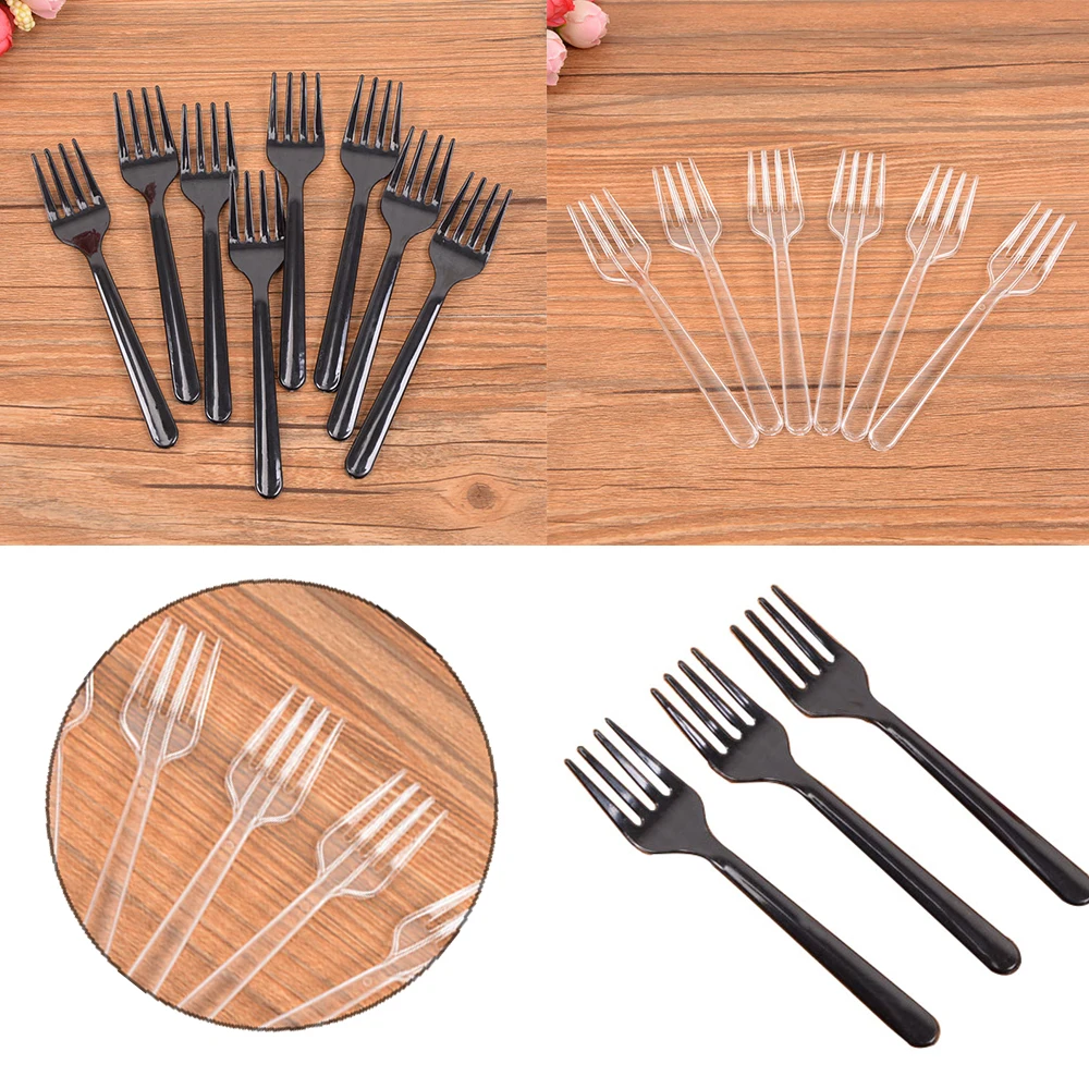 95 шт./упак. 4-зуб одноразовые Пластик вилка для торта десерта одноразовый