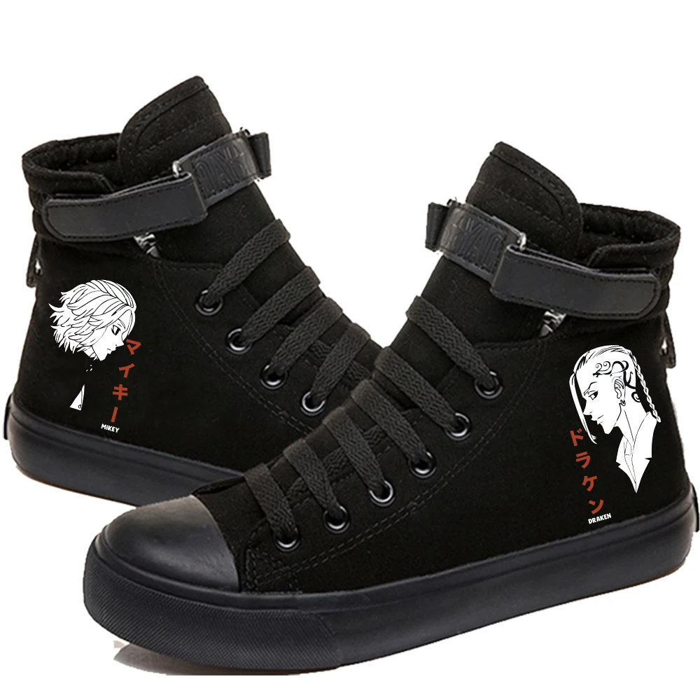 Anime Mikey Print Canvas Shoes Tokyo Revengers Draken High Top Canvas Sneakers Casual Shoes