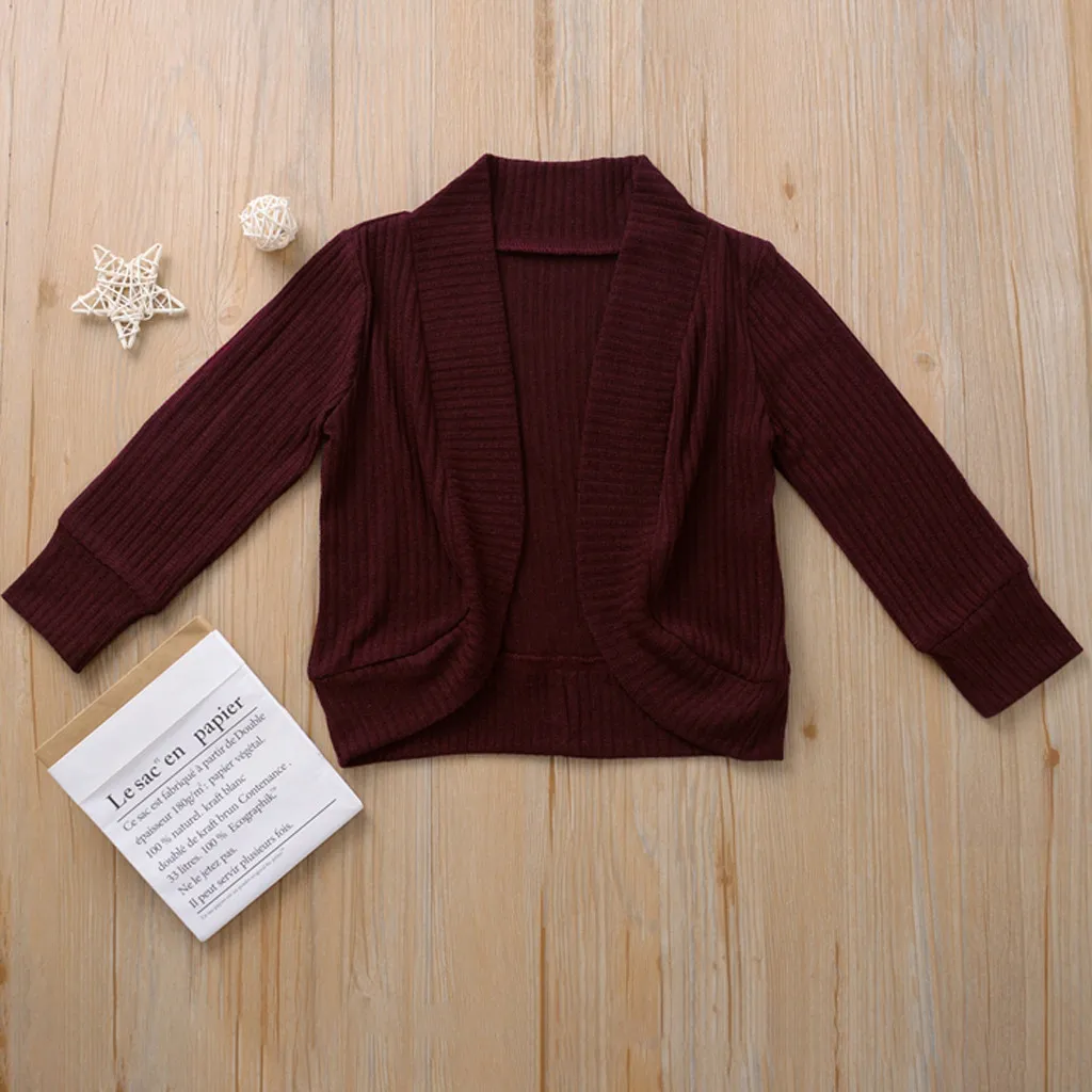 Однотонный свитер для маленьких мальчиков и девочек трикотажное теплое пальто