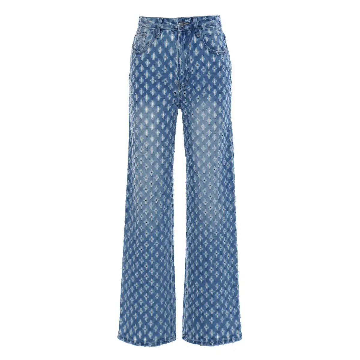 

DEAT 2021 New Summer Fashion Women Clothes High Waist Blue Color Denim High Pants Female Washed Trousers Tide WS55405L