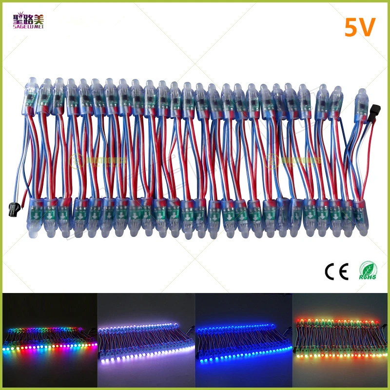 1000 шт. DC 5 в 12 В WS2811 IC RGB светодиодный модуль струнный свет мм полноцветный IP68
