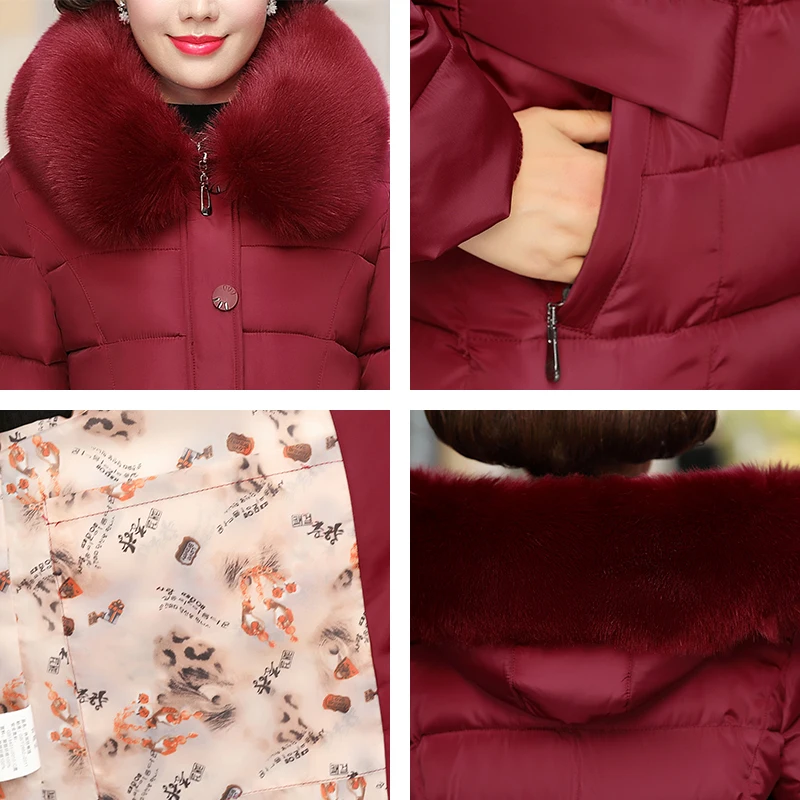 

2020 Winter Women Puffer Jacket Plus Size Slim Office Ladies Hooded With Fur Collar Thicken Solid Female Parkas Mujer Chaqueta