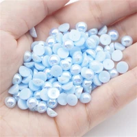1000500pcs 2 5mm and mixed size lt blue ab glue on abs imitation half round pearls resin flatback beads craft jewelry making