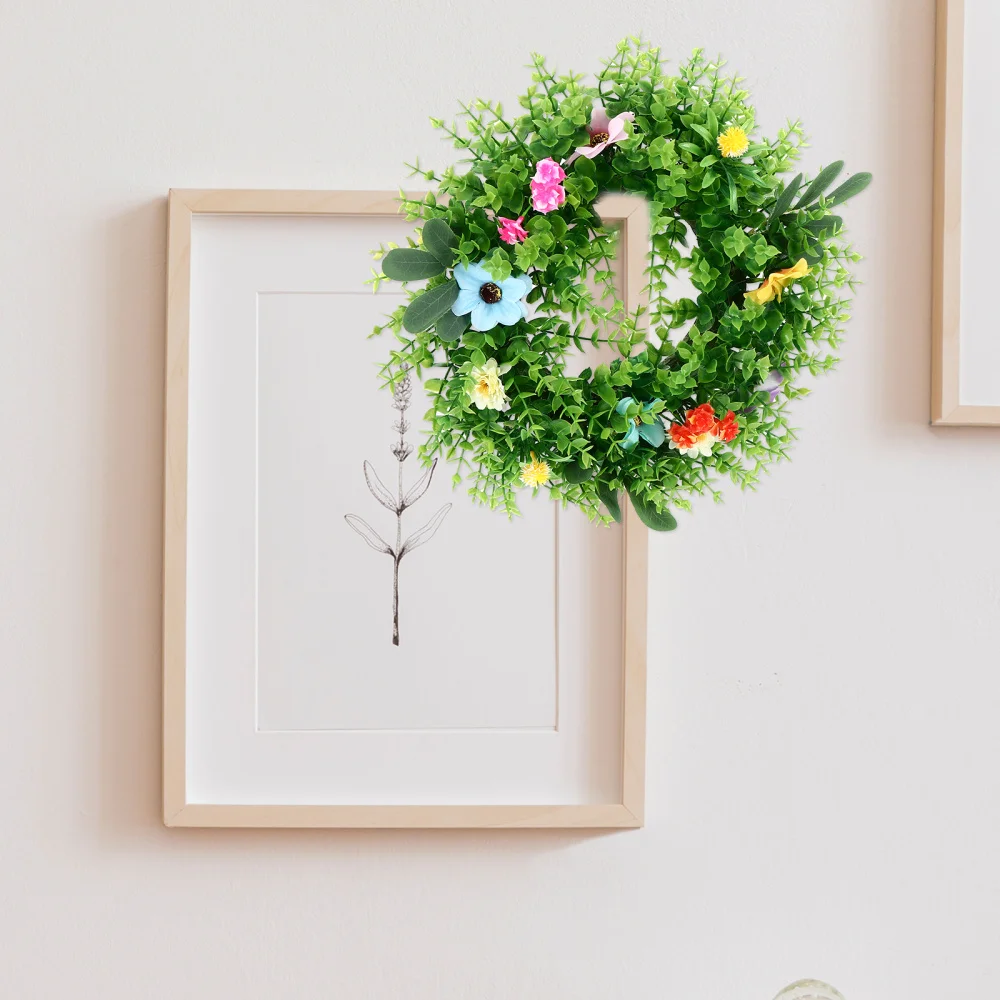 

1pc Simulation Green Wreath Decorative Hanging Wreath Wedding Garland Decor