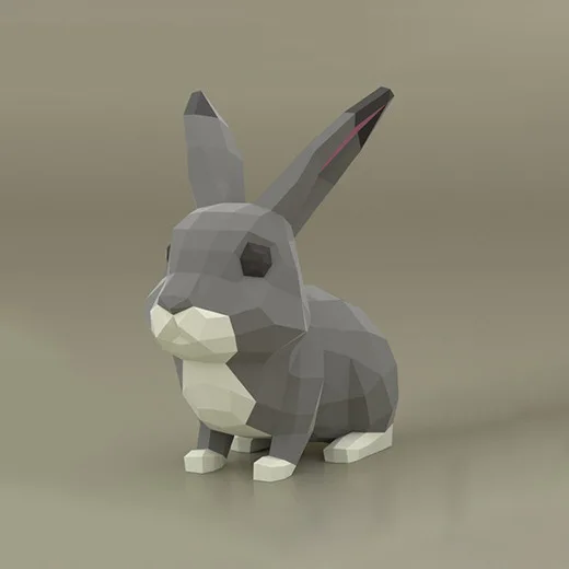 3D бумажная модель кролика геометрический кролик самодельная креативная