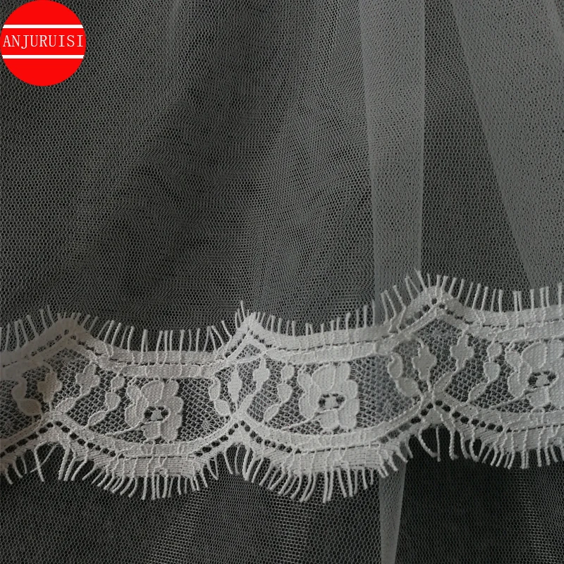 Двухслойное короткое кружево для свадебной вуали дешевый белый слоновая кость