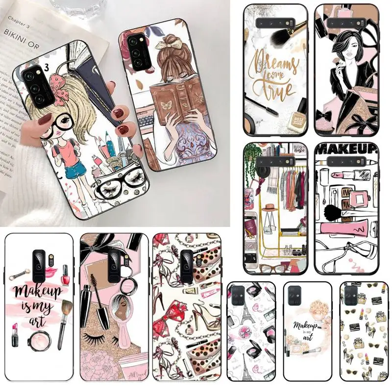 Красивый мягкий силиконовый чехол для телефона с кисточкой макияжа девушек Samsung