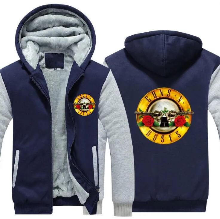 С капюшоном стеганая куртка свитшоты Guns N Roses N 'Roses и новые пять-Di мужской sial свитшот-худи, толстовки - Цвет: Синий