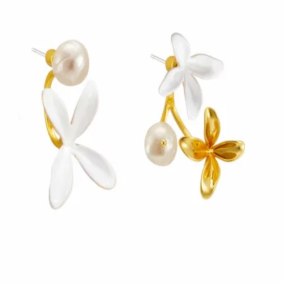 FFLACELL 2020 Korea New Fashion Vintage Metal White Orchid Flower Drop Earrings for Women Girls Gift Party | Украшения и