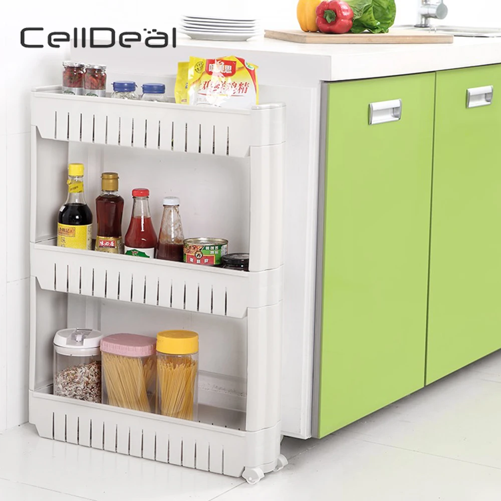 Выдвиньте Башня Складной 3 яруса кружевных Колёсики тележка специй Кухня остров