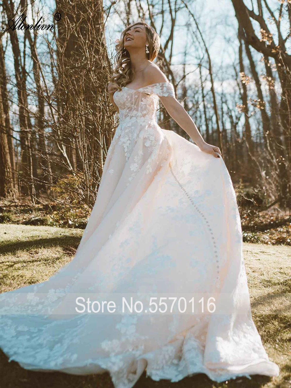 Элегантное бальное платье Alonlivn свадебные платья с открытыми плечами кружевные