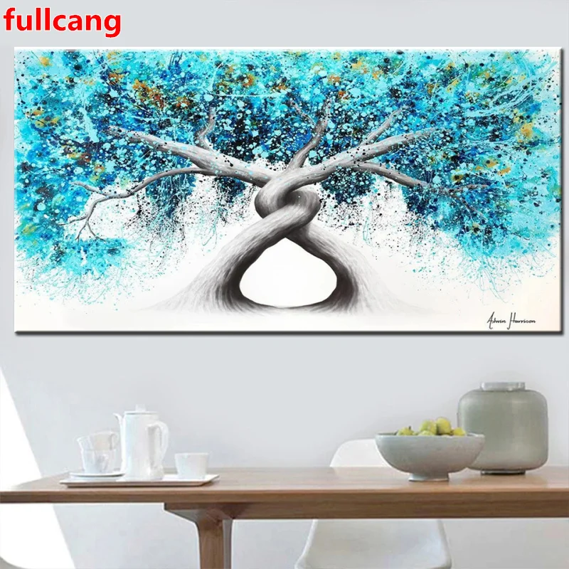 

Алмазная живопись с абстрактным изображением синего дерева, Набор для вышивки крестиком для гостиной 5d, квадратная и круглая картина фотог...