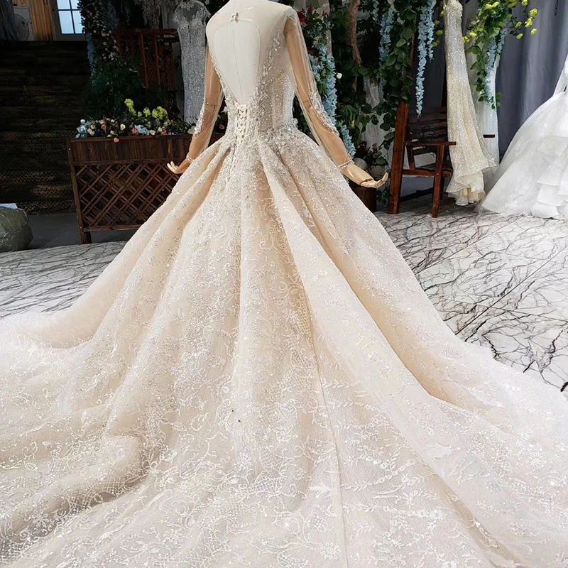 HTL637 платье для свадьбы 2020 с длинным рукавом невесты отделкой бисером и