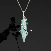 exquisite geometric rhinestones zircon necklace for women wedding gift fashion imitation opal pendant necklace