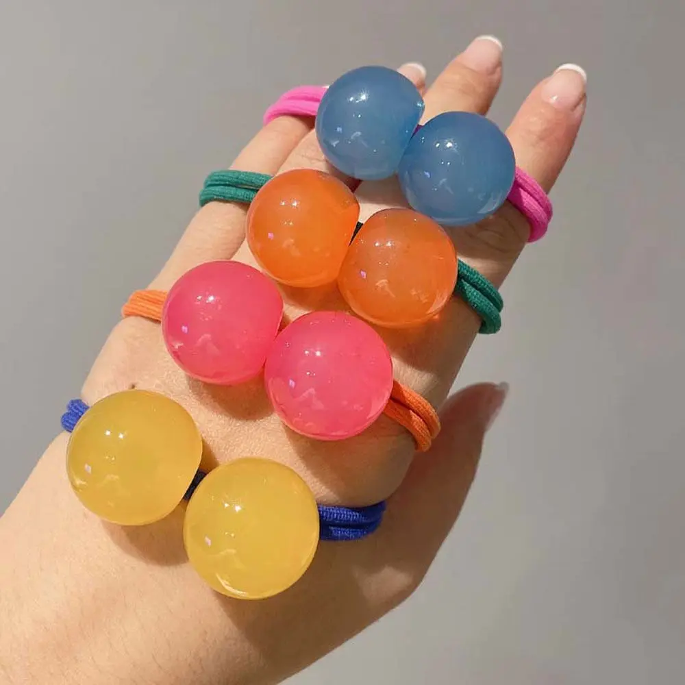 

Модные аксессуары для девочек, милые желейные красочные Завязки для волос с хрустальным шариком, геометрические резинки для волос