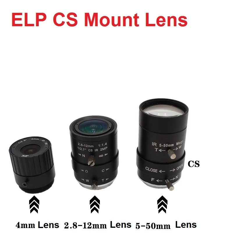 

ELP CS Mount 2.8-12mm/5-50mm /Manual Zoom Varifocal CS Lens, 4/6/8/12mm CS Fixed Focus lens for CCTV Security USB Cameras