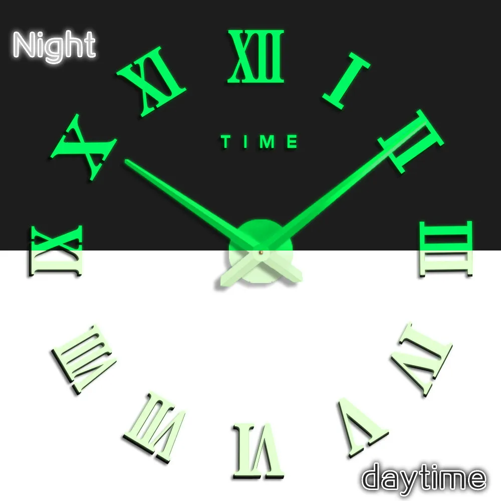 Светящиеся Популярные креативные большие Daylighting DIY настенные часы Современная