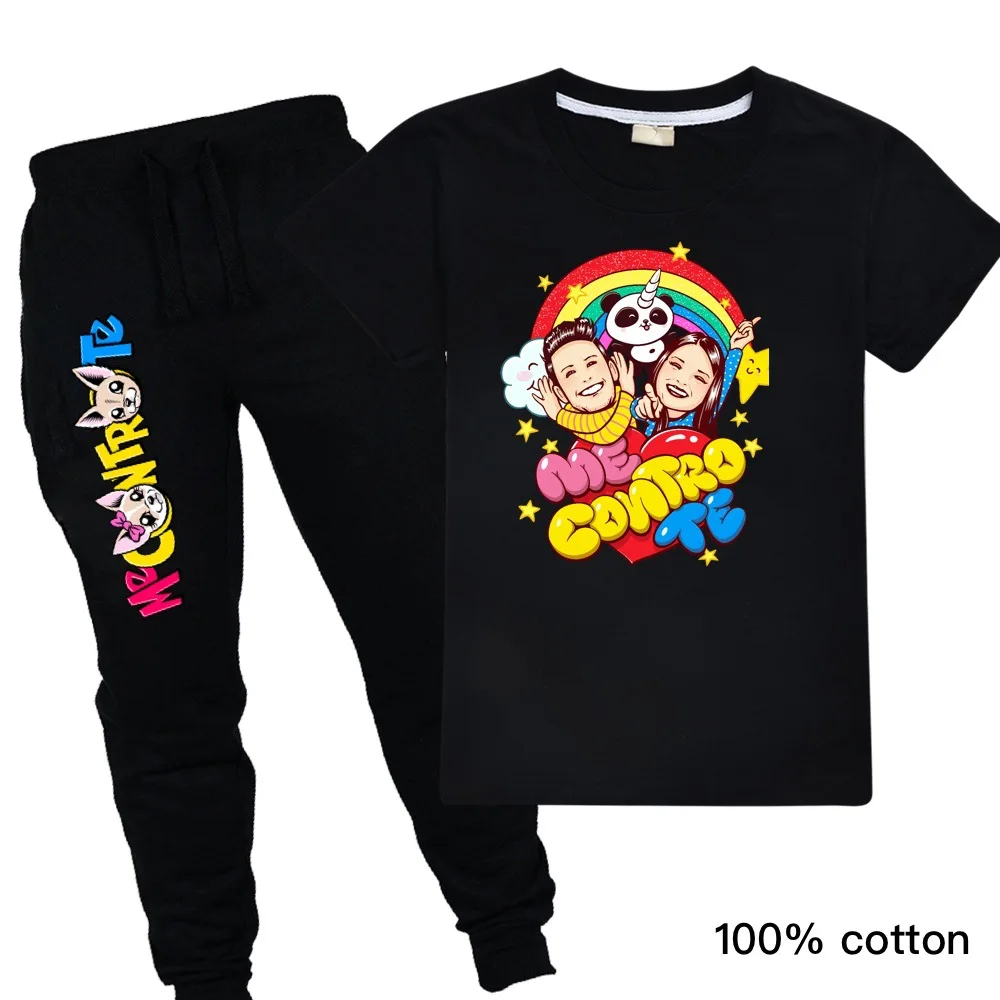 

2021 Hot Style Children Cotton Me Contro Te Impostor Graphic Printed Girls Boys Teenagers T-shirt Short Sleeve Clothing 2pcs